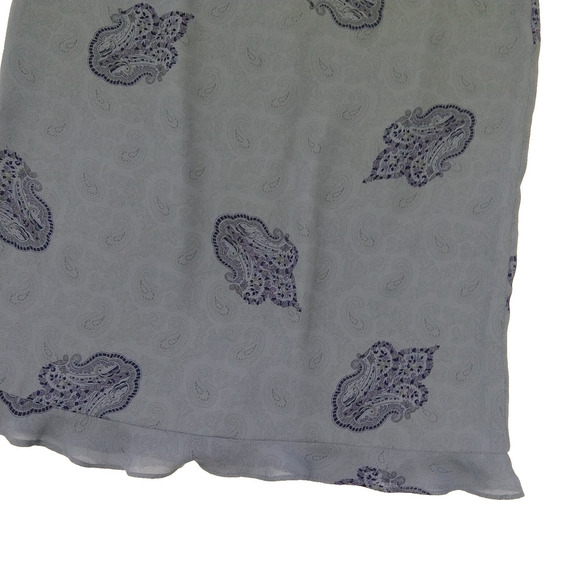 Vintage 90s Midi Skirt Size 10 Gray Paisley Print Whimsygoth Chiffon Flutter Hem - Picture 3 of 6